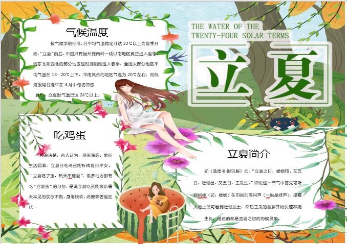 多彩清新立夏手抄報(bào)Word模板