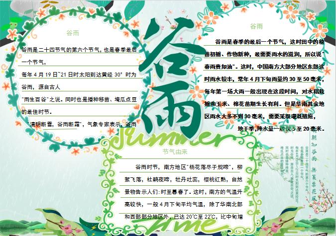 淺藍色谷雨節(jié)氣Word模板