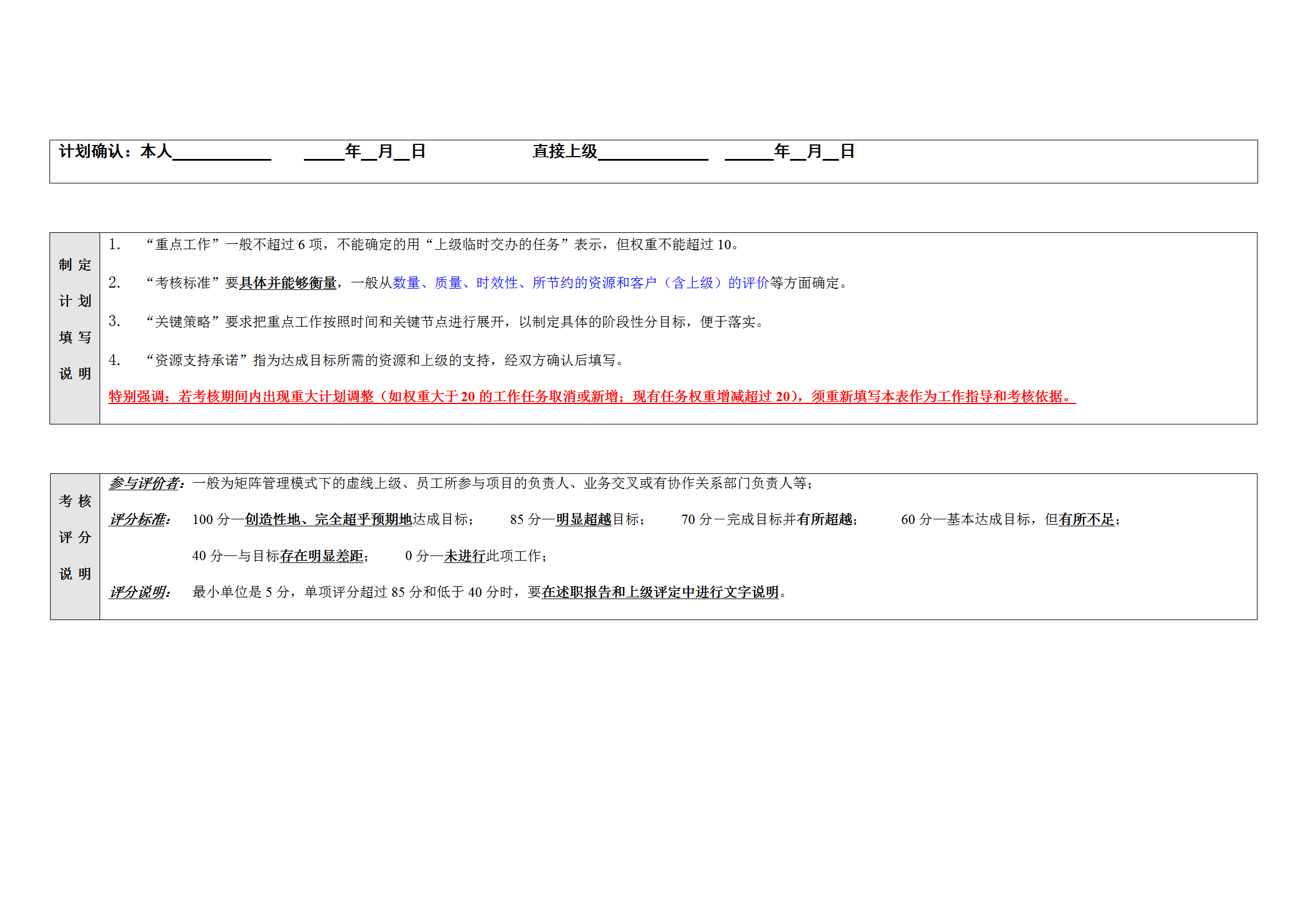 工廠作業(yè)績計劃考核表word模板-1