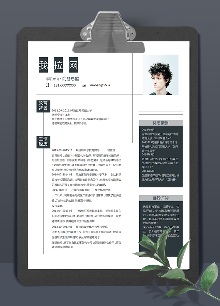 黑色創(chuàng)意簡(jiǎn)潔大方商務(wù)總監(jiān)簡(jiǎn)歷模板